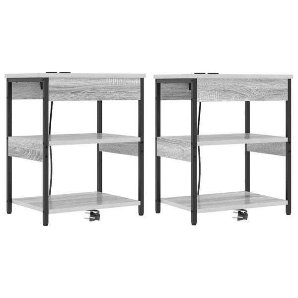 Yöpöytäkaappi 2 pcs Harmaa sonoma Tekninen puu