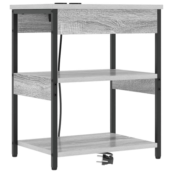 Yöpöytäkaappi 2 pcs Harmaa sonoma Tekninen puu