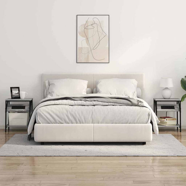 Yöpöytä 2 pcs Harmaa sonoma 38 x 30 x 48 cm Tekninen puu