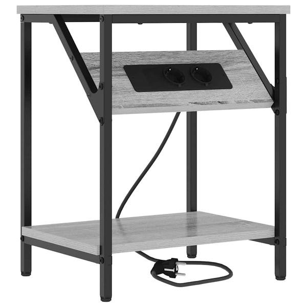 Yöpöytä 2 pcs Harmaa sonoma 38 x 30 x 48 cm Tekninen puu