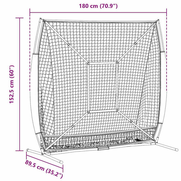 Baseballin harjoitusverkko 180 x 89,5 x 152,5 cm