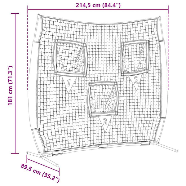 Baseballin harjoitusverkko Musta 214,5 x 89,5 x 181 cm