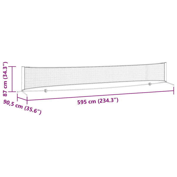 Tennisverkko Musta ja punainen 595 x 90,5 x 87 cm Polyesteri
