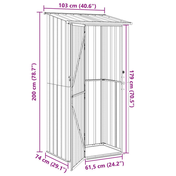 Puutarhavajat Ruskea 103 x 74 x 200 cm Metalli