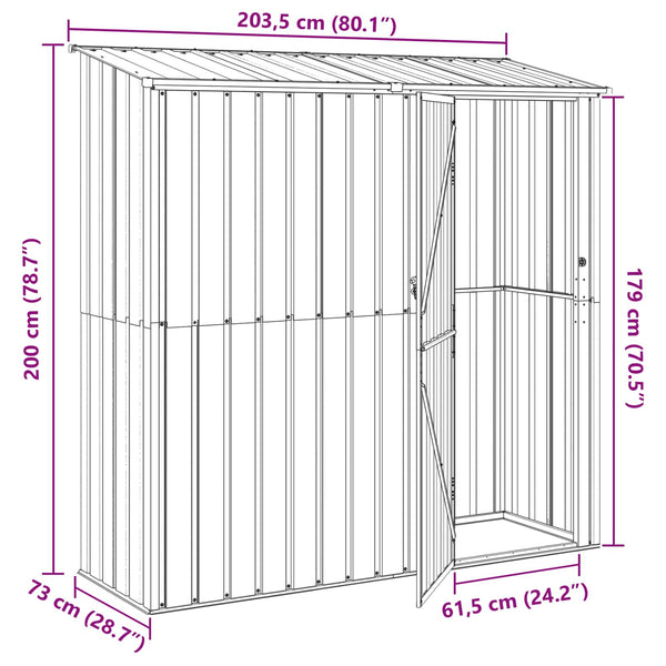 Puutarhavajat Antrasiitti 203,5 x 73 x 200 cm Metalli