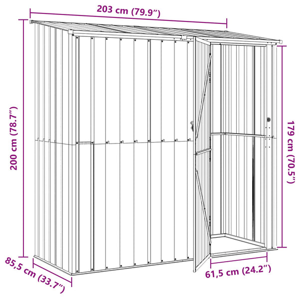 Puutarhavajat Ruskea 203 x 85,5 x 200 cm Metalli