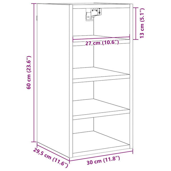 Henkarikaappi Musta tammi 30 x 29,5 x 60 cm Tekninen puu