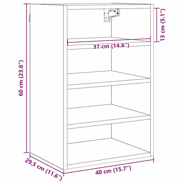 Henkarikaappi Musta tammi 40 x 29,5 x 60 cm Tekninen puu