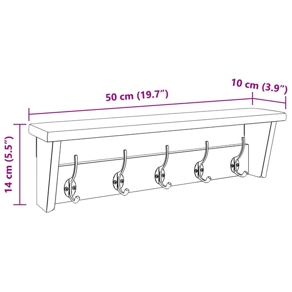 Henkari Ruskea 50 x 10 x 14 cm Kiinteää mahonkipuuta