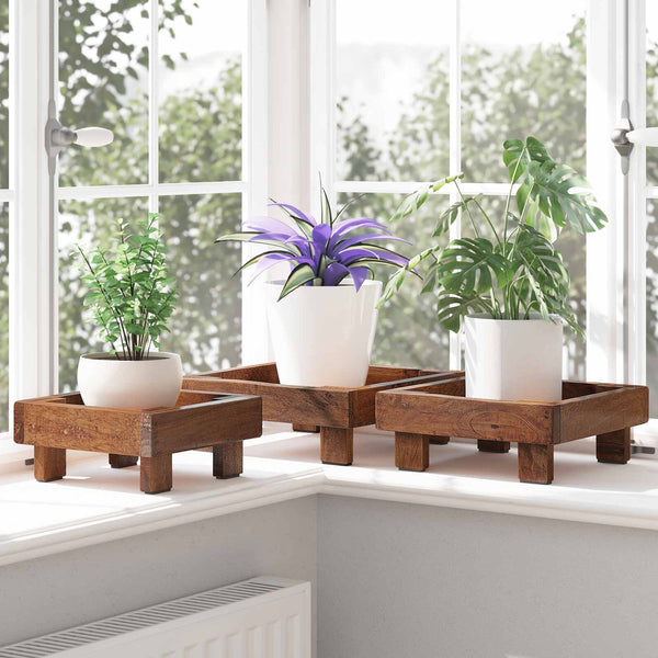 Kasviteline 3 kpl Ruskea 35 x 35 x 12 cm Mahogany-puu