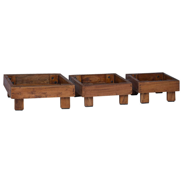 Kasviteline 3 kpl Ruskea 35 x 35 x 12 cm Mahogany-puu