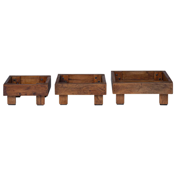 Kasviteline 3 kpl Ruskea 35 x 35 x 12 cm Mahogany-puu