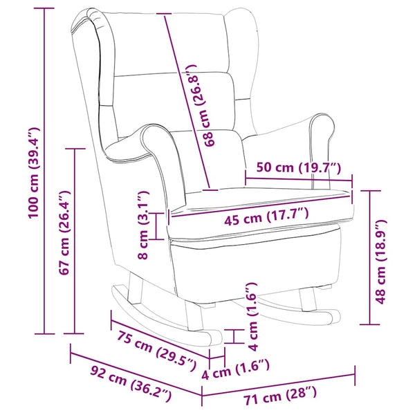 Keinutuoli tyynyllä Tumma harmaa 92 x 71 x 100 cm vaneri