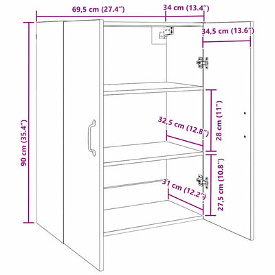 Henkarikaappi Musta tammi 69.5 x 34 x 90 cm Tekninen puu