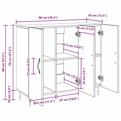 Sivupöytä Musta 90 x 34 x 80 cm Tekninen puu