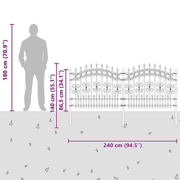 Puutarha-aita KAMPEN 240 x 140 cm Jauhemaalattu teräs Harmaa