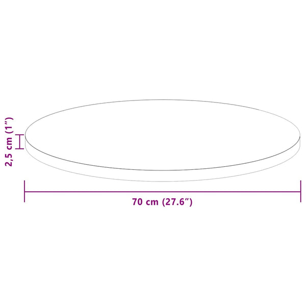 Pöytälevy Ø 70 x 2,5 cm Pyöreä Mäntypuu Tumma ruskea