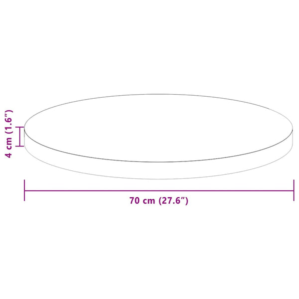 Pöytälevy Ø 70 x 4 cm Pyöreä Mäntypuu Tumma ruskea