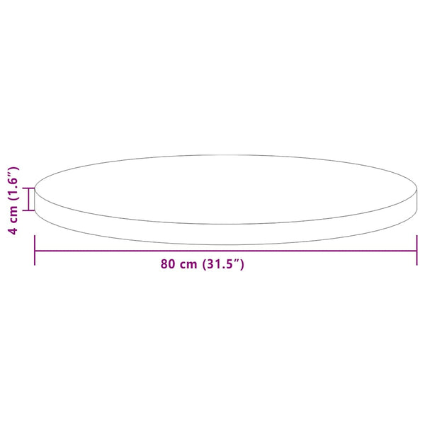 Pöytälevy Ø 80 x 4 cm Pyöreä Mäntypuu Tumma ruskea