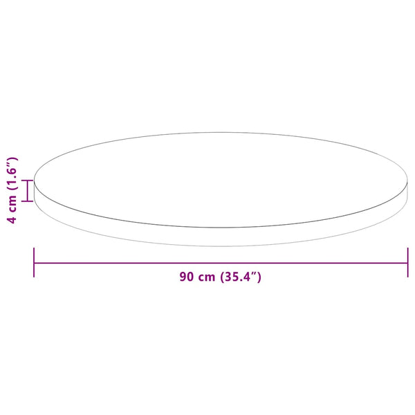 Pöytälevy Ø 90 x 4 cm Pyöreä Mäntypuu Tumma ruskea
