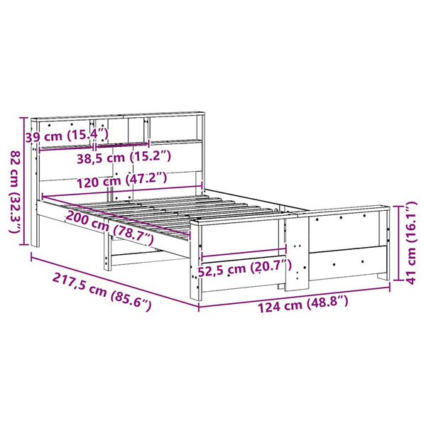 Sängyn runko päätyllä Valkoinen 120 x 200 cm Tekninen puu