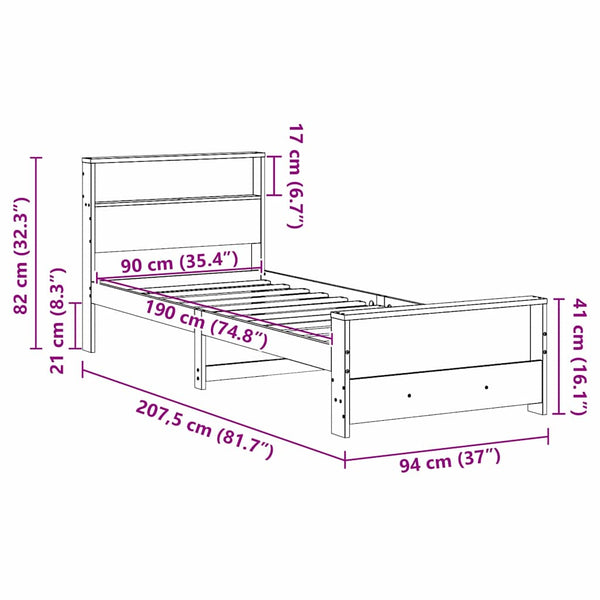 Valkoinen 3FT Single sängyn runko päädyllä teknisestä puusta