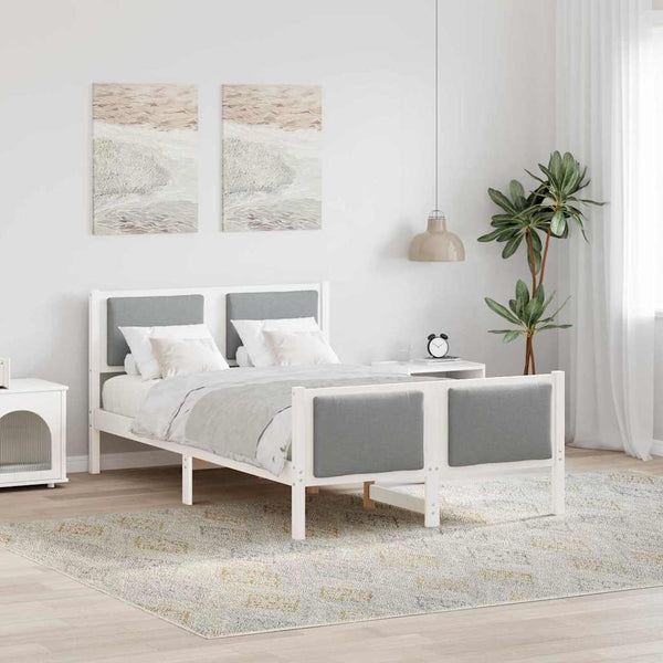 120 x 200 cm kangas sängyn runko vaaleanharmaalla päädyllä