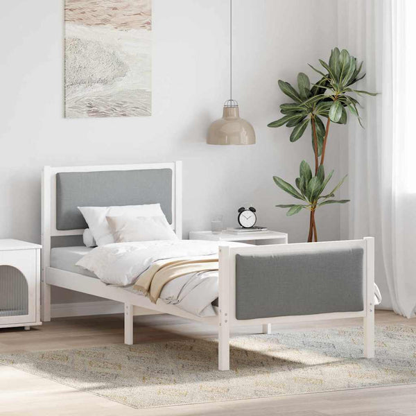 2FT6 Small Single vaaleanharmaa sängyn runko päätyllä kangas