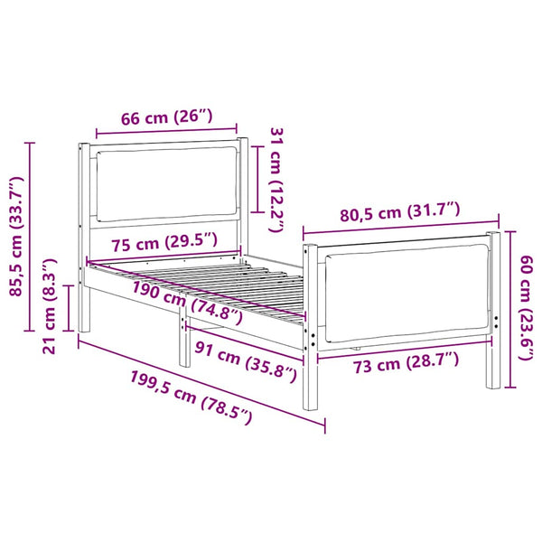 2FT6 Small Single vaaleanharmaa sängyn runko päätyllä kangas