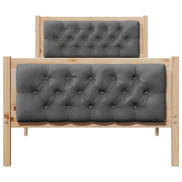 Tumma harmaa sängyn runko 90 x 200 cm Massiivista mäntyä