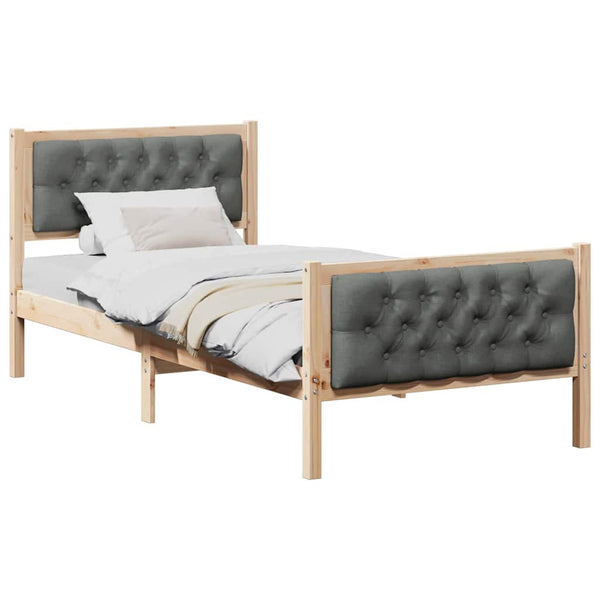 Tumma harmaa sängyn runko 90 x 200 cm Massiivista mäntyä