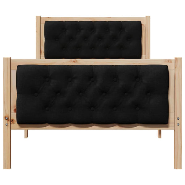 Musta sängyn runko päätyllä 90 x 200 cm Massiivinen mänty
