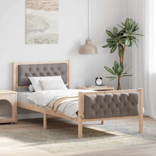 Harmaanruskea sängyn runko 90 x 200 cm Massiivinen mänty