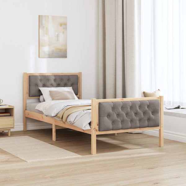 Harmaanruskea sängyn runko 90 x 200 cm Massiivinen mänty