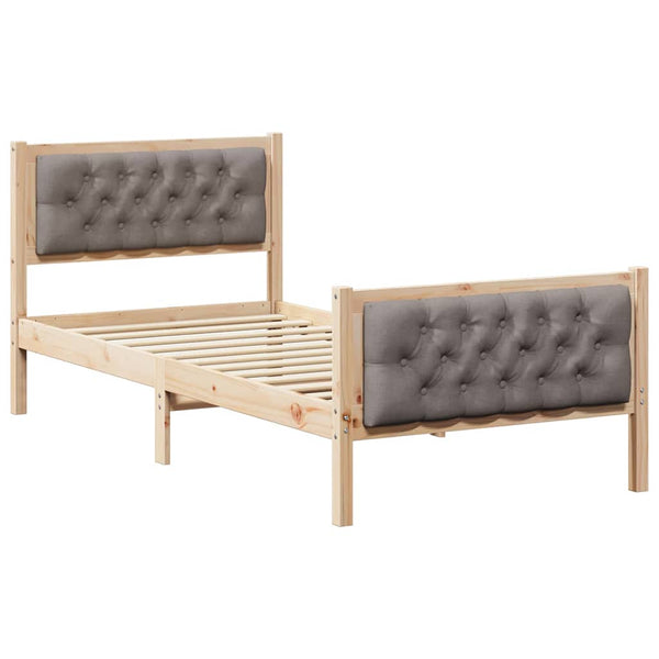 Harmaanruskea sängyn runko 90 x 200 cm Massiivinen mänty