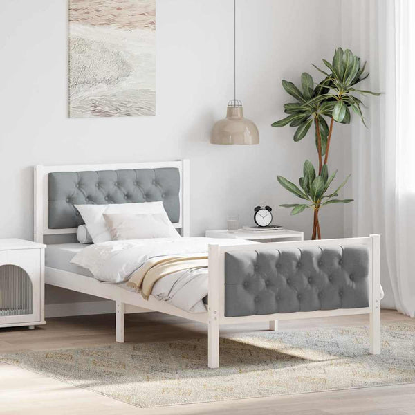 Sängyn runko 90 x 200 cm Vaaleanharmaa Massiivinen mänty