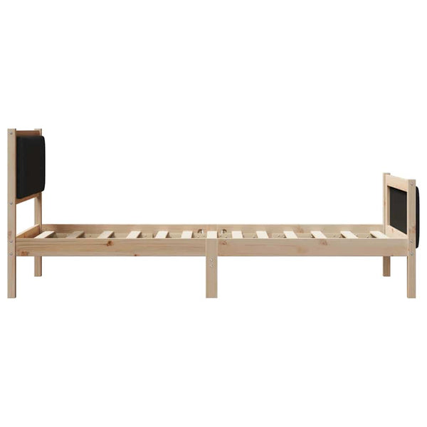 Täysmäntyinen sängyn runko 90 x 200 cm päädyllä ruskea ja musta