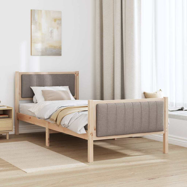 Sängyn runko, ruskeat ja taupe värit, pääty 90 x 200 cm, valmistettu täysmänty
