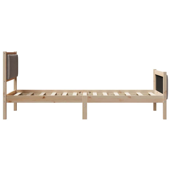 Sängyn runko, ruskeat ja taupe värit, pääty 90 x 200 cm, valmistettu täysmänty