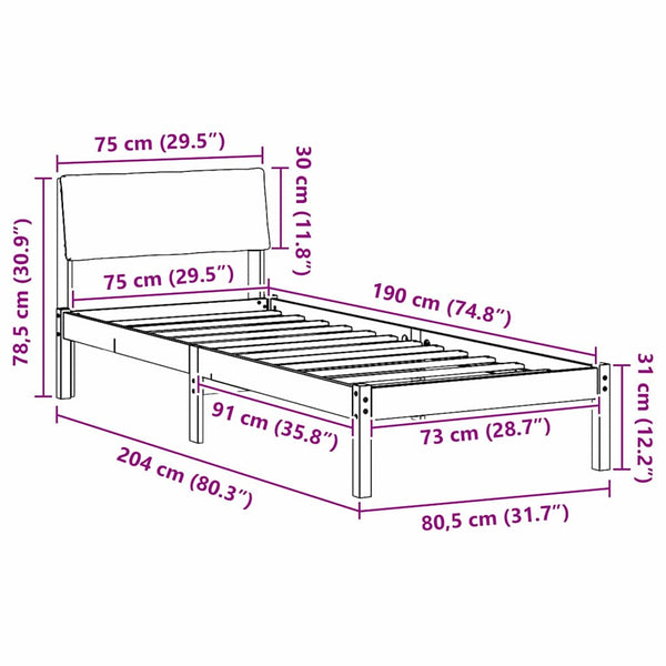 2FT6 Small Single vaaleanharmaa ja ruskea Sängyn Runko päätyllä