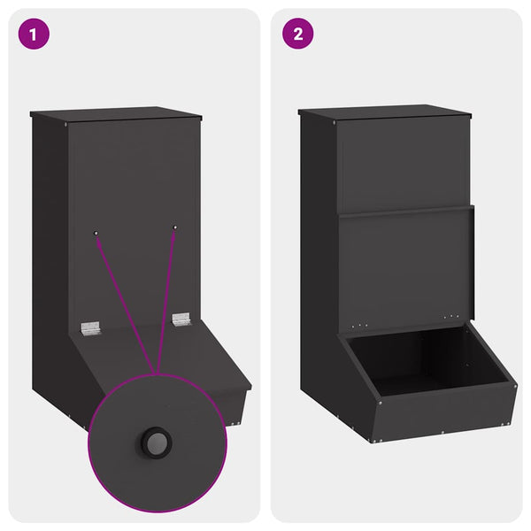Sikaruokinta 55 x 51 x 91.5 cm Kylmävalssattu teräs Musta