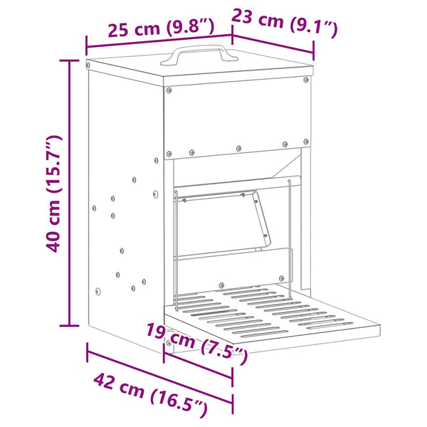 Oliivivihreä broilerin ponnisteluruokinta 25 x 42 x 40 cm