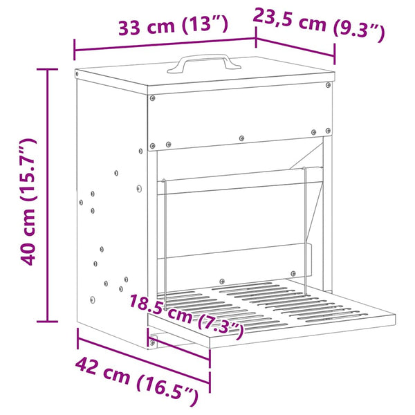 25 x 42 x 40 cm Hopea ponnisteluruokinta broilerille