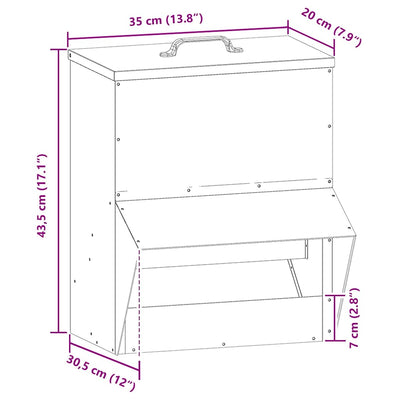 Kanan ruokinta-allas Musta 20 x 25 x35 cm Kylmävalssattu teräs