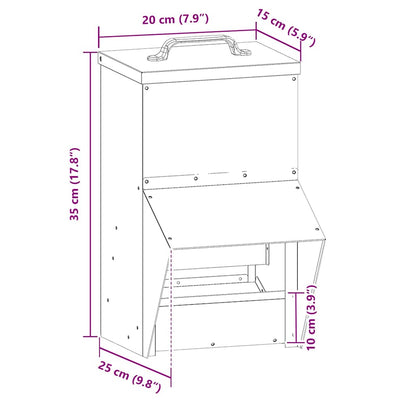 Kanan ruokinta-allas Musta 20 x 25 x35 cm Kylmävalssattu teräs