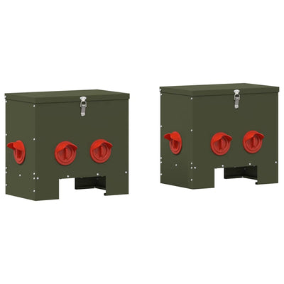 Kanan ruokinta-allas 2 pcs Oliivivihreä 60.5 x 29 x 51 cm