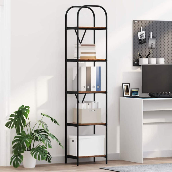 Kirjahylly 5 tasoa 40 x 30 x 183 cm Tekninen puu Vanha puu