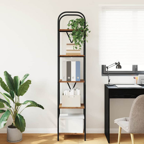 Kirjahylly 5 tasoa 40 x 30 x 183 cm Tekninen puu Vanha puu