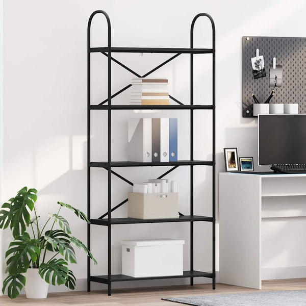 Kirjahylly 5 tasoa 80 x 30 x 183 cm Tekninen puu Musta tammi.