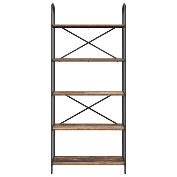 Kirjahylly 5 tasoa 80 x 30 x 183 cm Tekninen puu Vanha puu